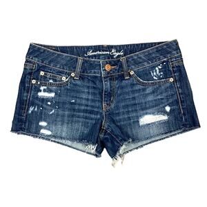 American Eagle Paint Splatter Distressed Cutoff Jean Shorts